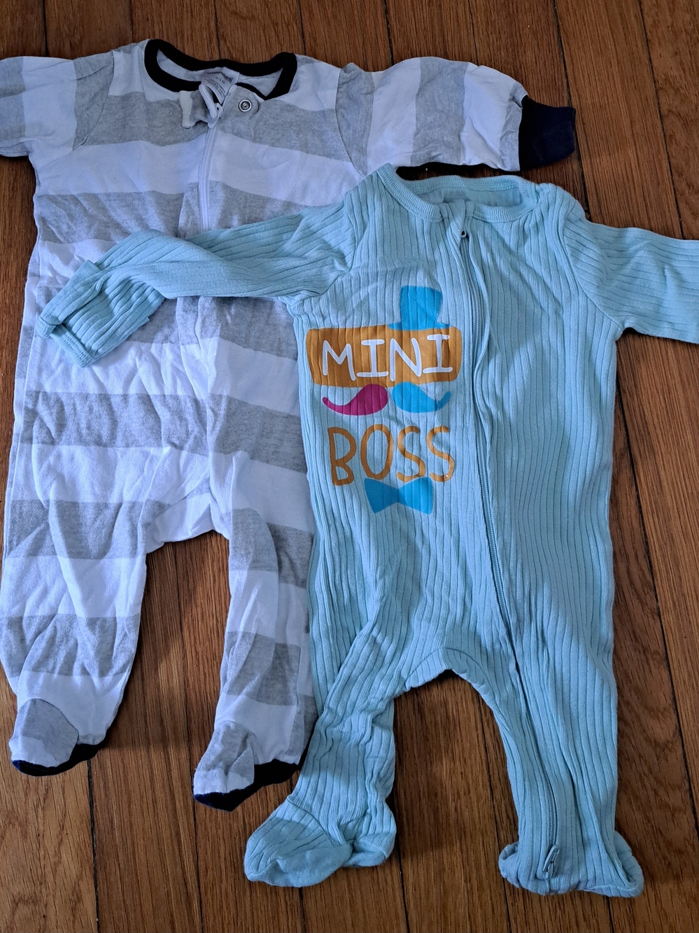Mini Boss Light Blue Ribbed Baby One-Piece